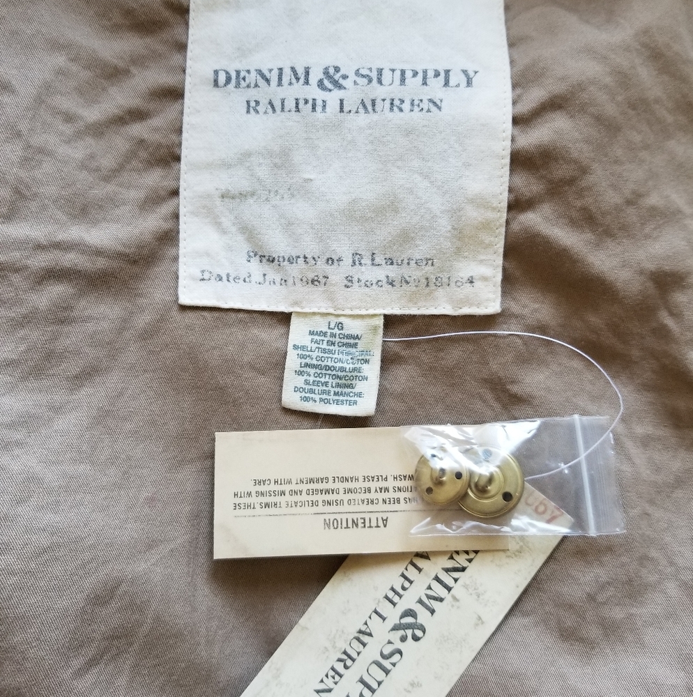 Ralph Lauren Denim & Supply Military Jacket Utility Safari Cotton Tan Size L - Picture 8 of 9